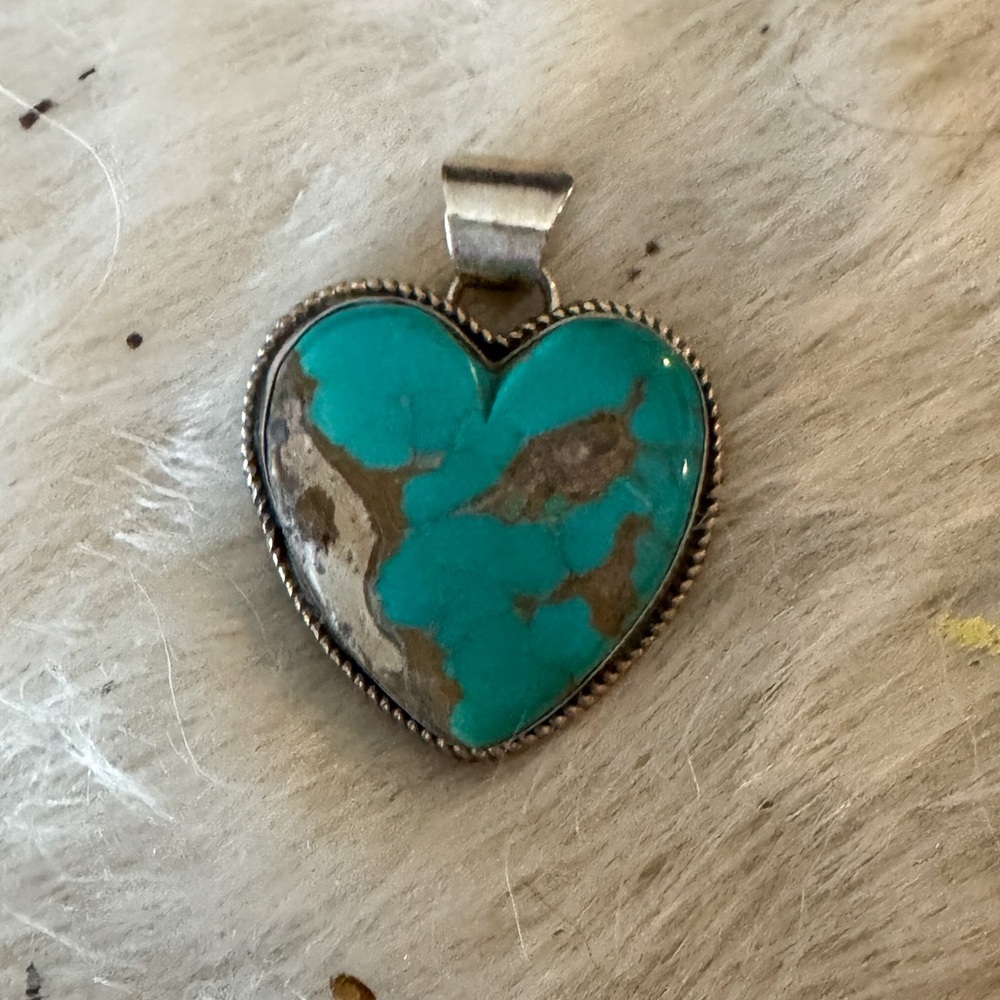 Sterling Silver Turquoise Navajo Heart Pendant